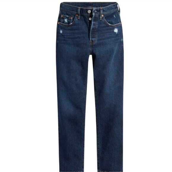 NWT LEVI'S 501 Original Cropped Jeans 28 Button Fly Straight Leg Dark Wash Crop - Picture 4 of 10